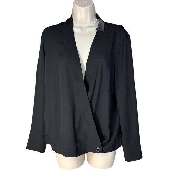 Pleione Woman‎ XS Wrap Blouse Draped Office Professional Oversized Quite Money - Picture 1 of 13